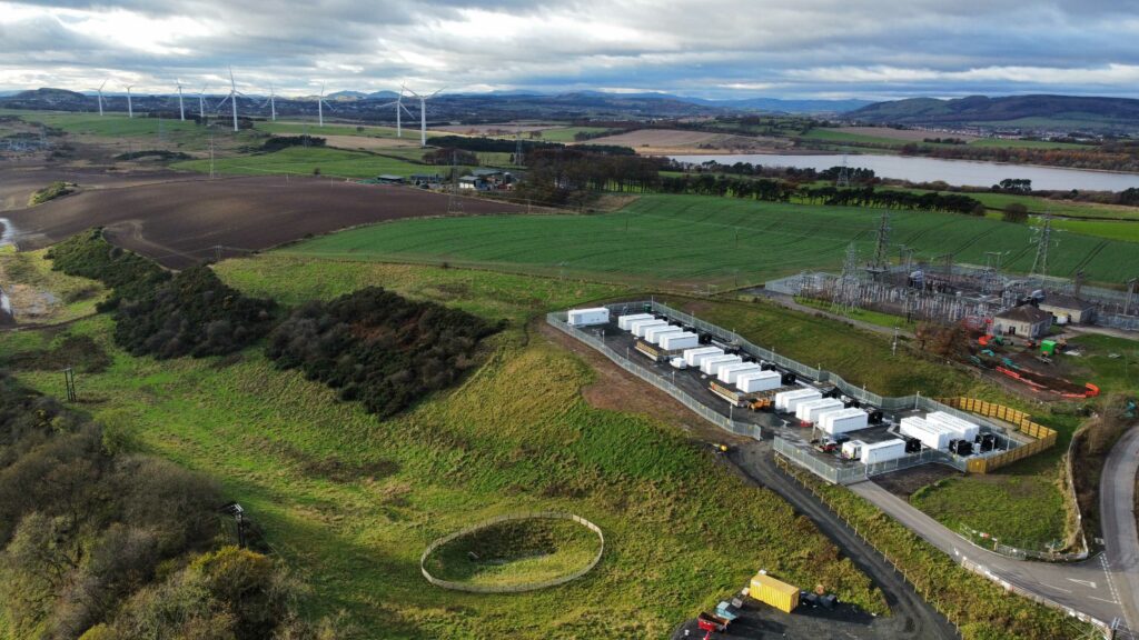 Drone shot of Little Raith BESS site